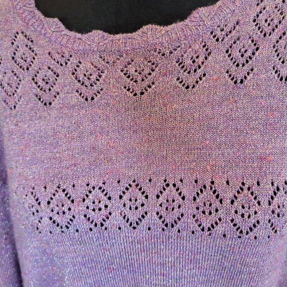 Purple/Silver Fine Gauge Sweater Pointelle Alfred Dunner 3X Glam Coquette Fairy - Picture 3 of 6